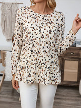 EMERY ROSE Women's Casual All-Over Print Long Sleeve Blouse, Autumn